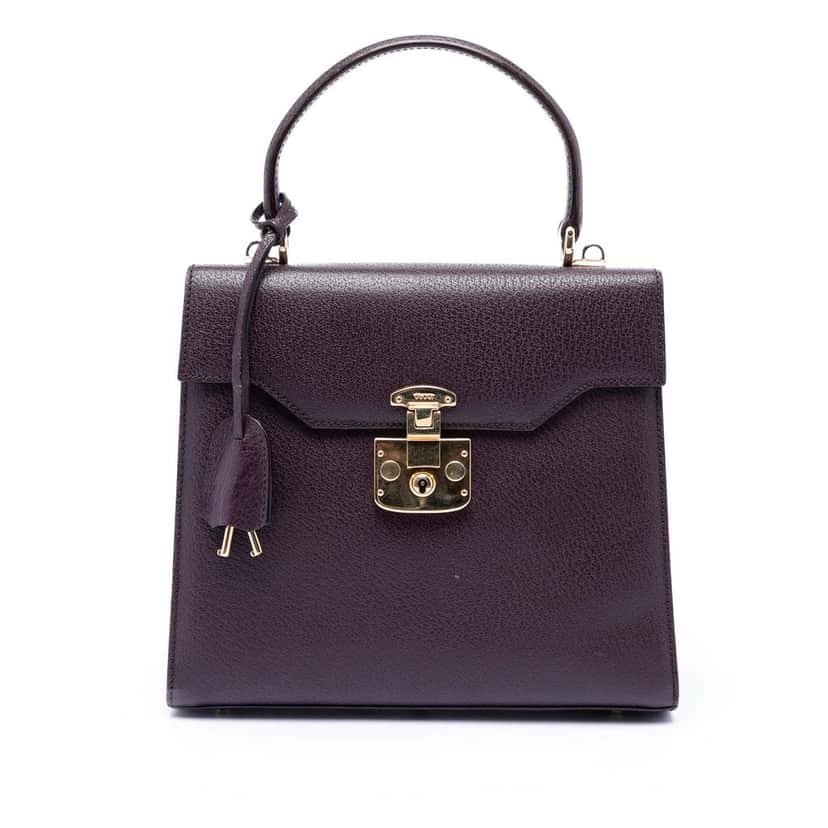 Gucci Calfskin Lady Lock Satchel Purple Leather Very good condition - Front View