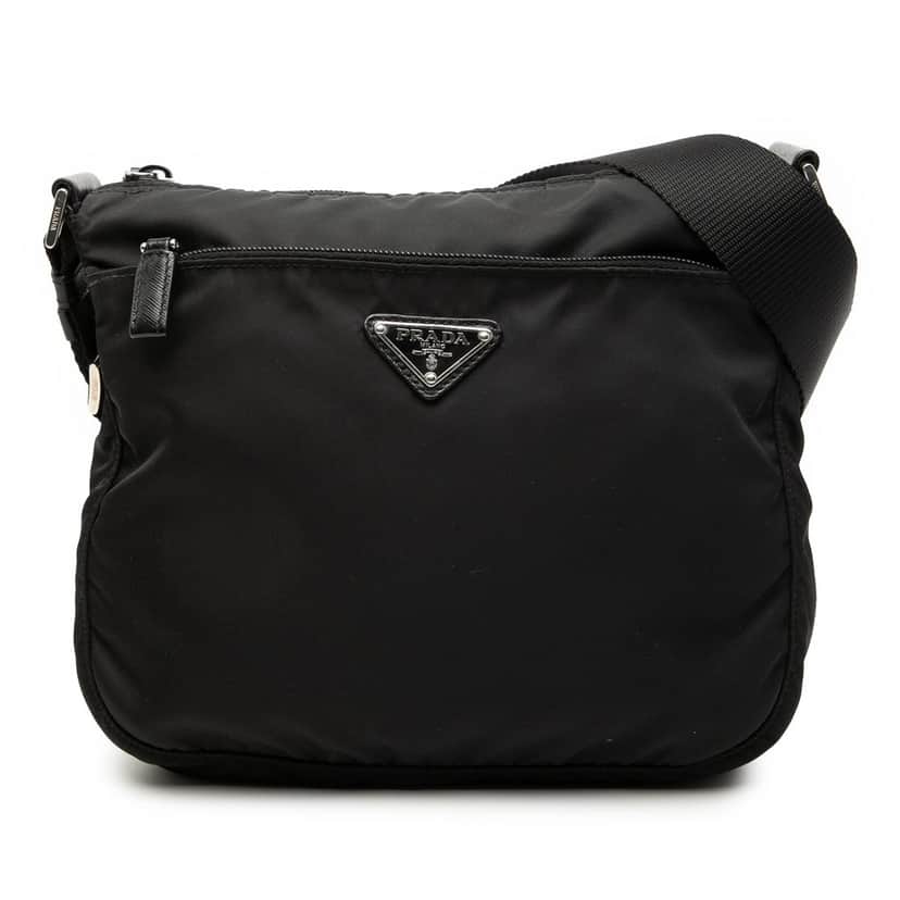 Prada Tessuto Zip Top Crossbody Black Very good condition - Front View
