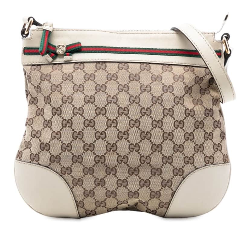 Gucci GG Canvas Web Mayfair Crossbody Beige Very good condition - Front View