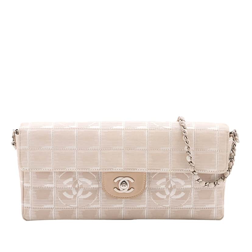 Chanel New Travel Line Nylon East West Flap Beige Very good condition - Front View