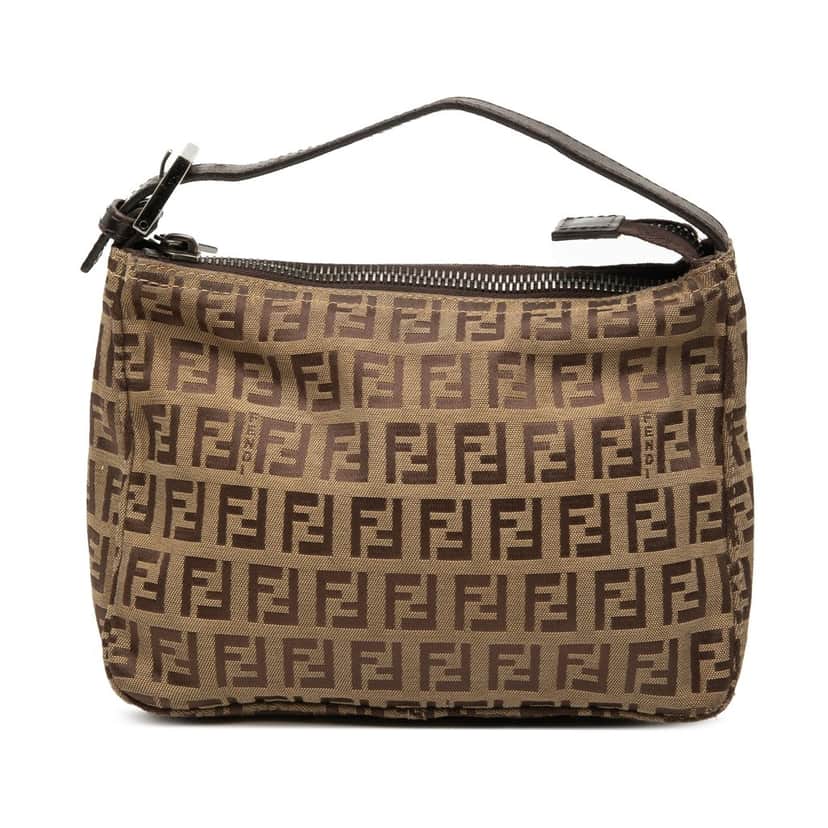 Fendi Zucchino Canvas Handbag Brown Very good condition - Front View