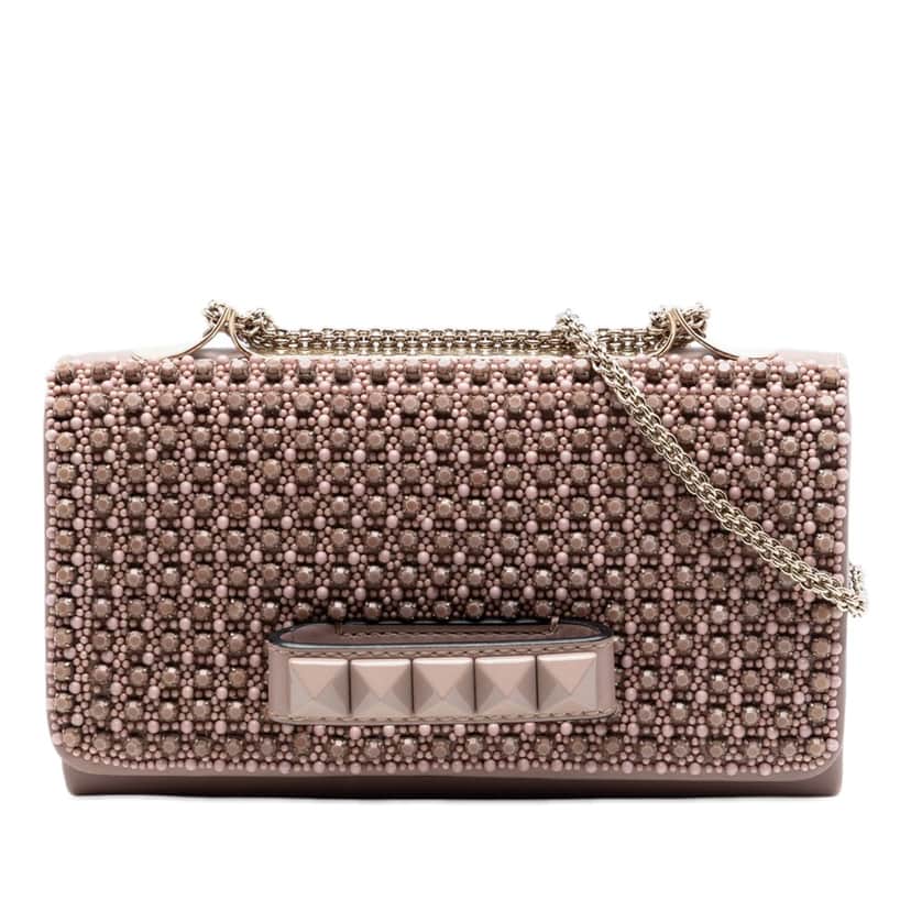 Valentino Nappa All Over Stud Va Va Voom Crossbody Brown Leather Very good condition - Front View
