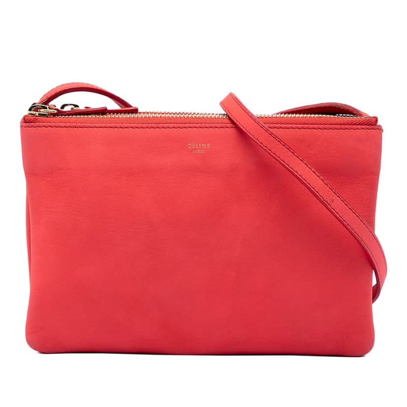 Celine Small Lambskin Trio Crossbody Pink Leather Very good condition - Front View