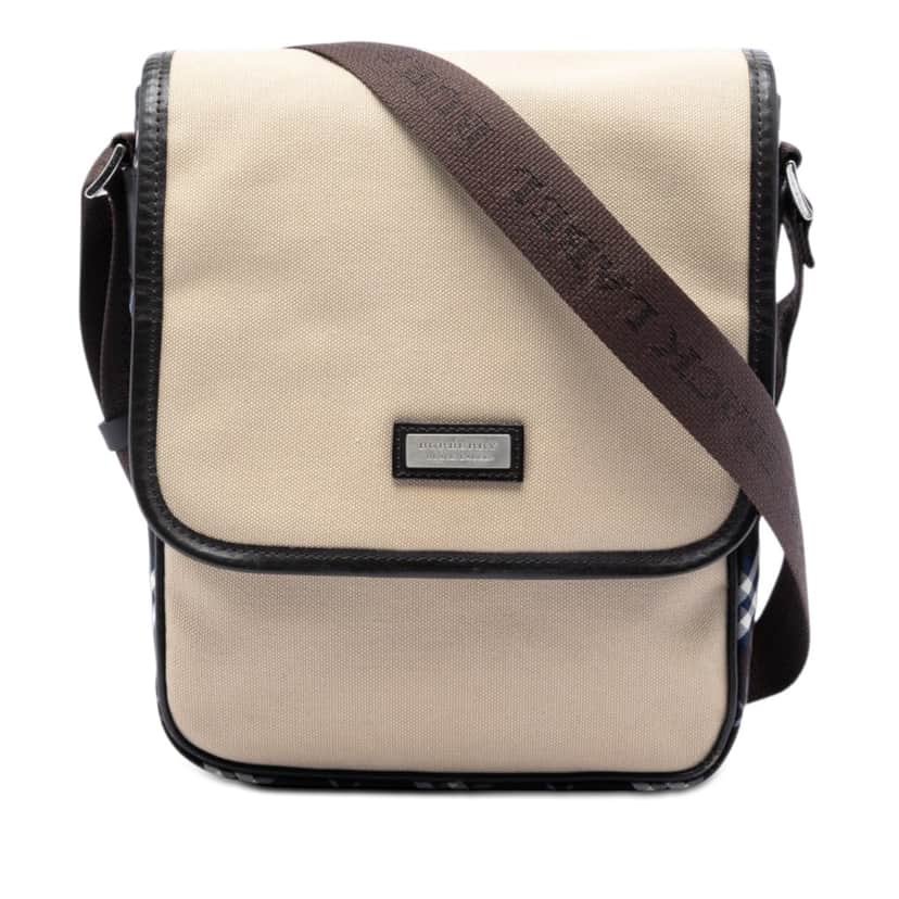 Burberry Nova Check Trimmed Canvas Crossbody Beige Very good condition - Front View