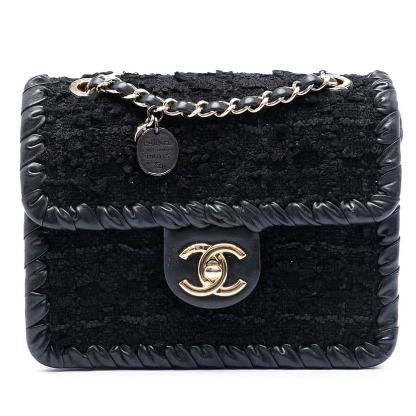 Chanel Mini Tweed My Own Frame Flap Black Very good condition - Front View