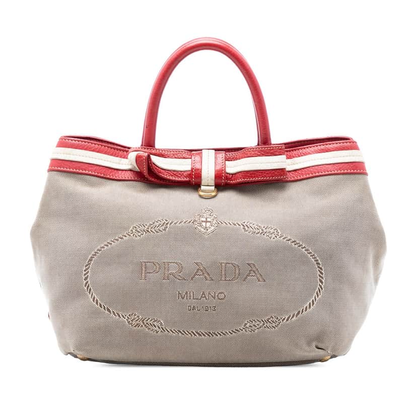 Prada Canvas Canapa Logo Tote Beige Very good condition - Front View
