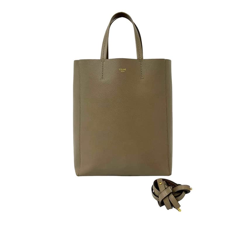 Celine Small Grained Calfskin Vertical Cabas Satchel Brown Leather Very good condition - Front View