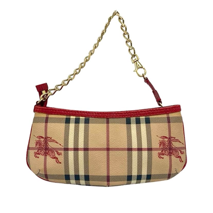 Burberry Haymarket Check Coated Canvas Clara Pochette Beige Very good condition - Front View
