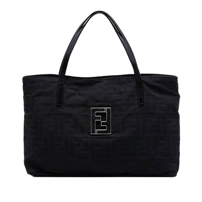 Fendi Zucca Nylon Handbag Black Very good condition - Front View