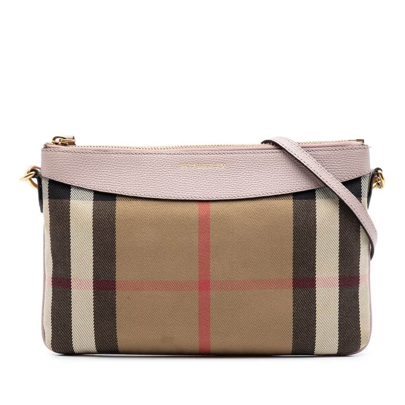 Burberry House Check Canvas Derby Peyton Crossbody Brown Very good condition - Front View
