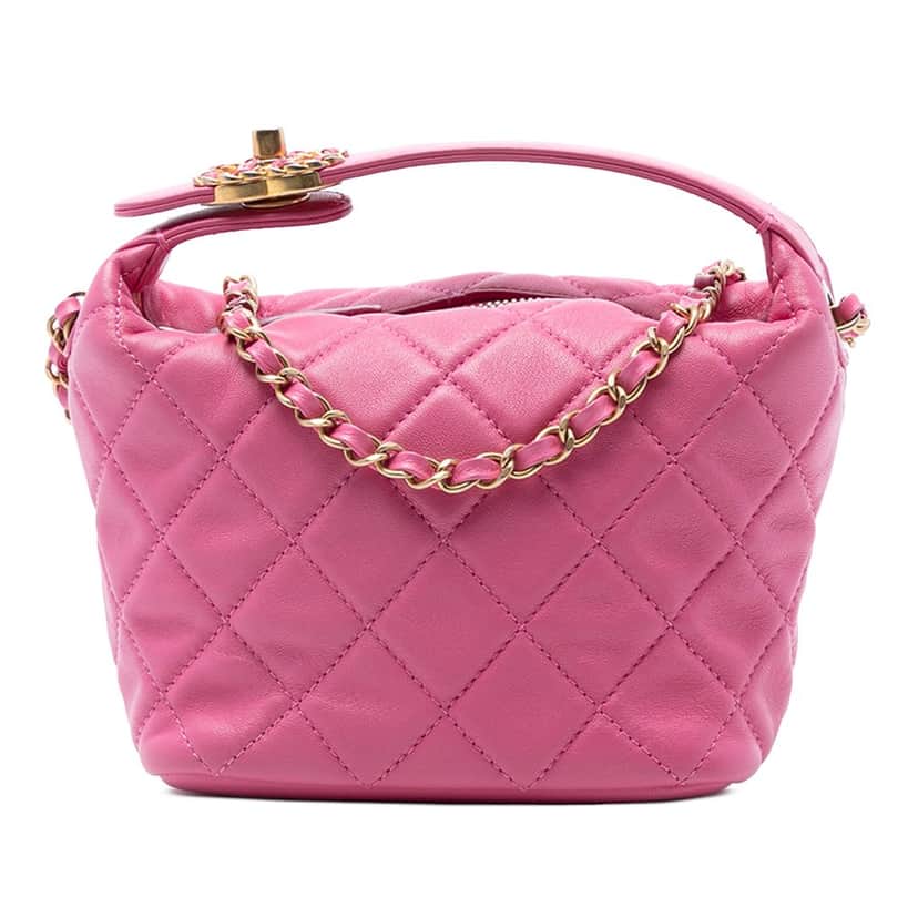 Chanel Small Quilted Lambskin Perfect Meeting Hobo Bag Pink Leather Very good condition - Front View