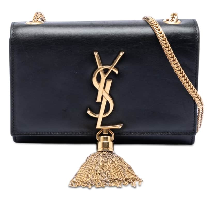 Saint Laurent Small Leather Monogram Kate Tassel Crossbody Black Leather Very good condition - Front View