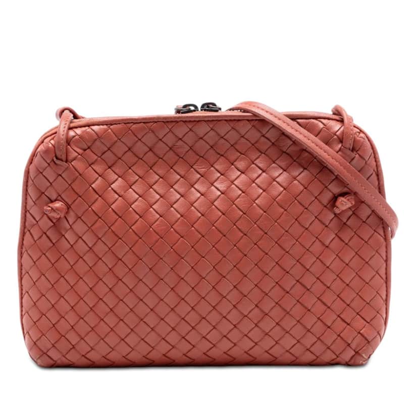 Bottega Veneta Nappa Intrecciato Nodini Crossbody Red Leather Very good condition - Front View