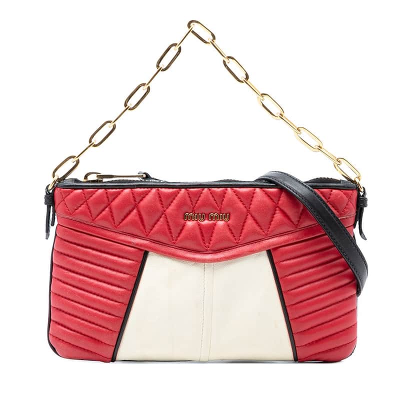 Miu Miu Bicolor Nappa Biker Satchel Red Leather Very good condition - Front View