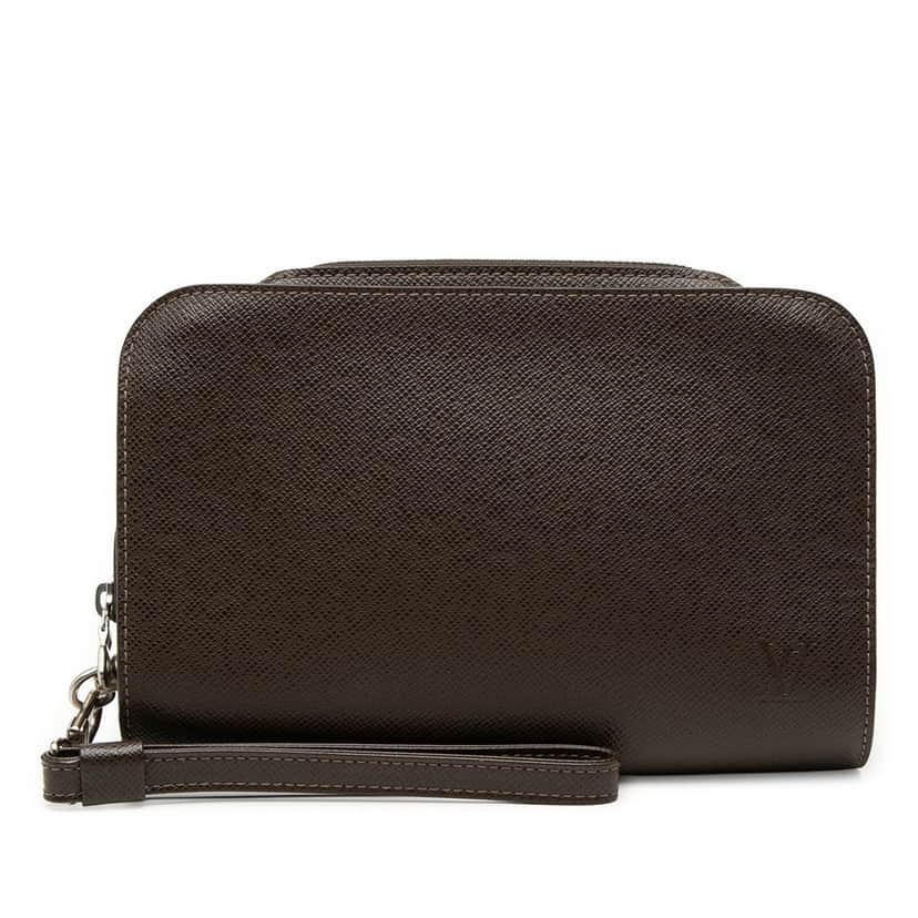 Louis Vuitton Taiga Pochette Baikal Brown Leather Very good condition - Front View