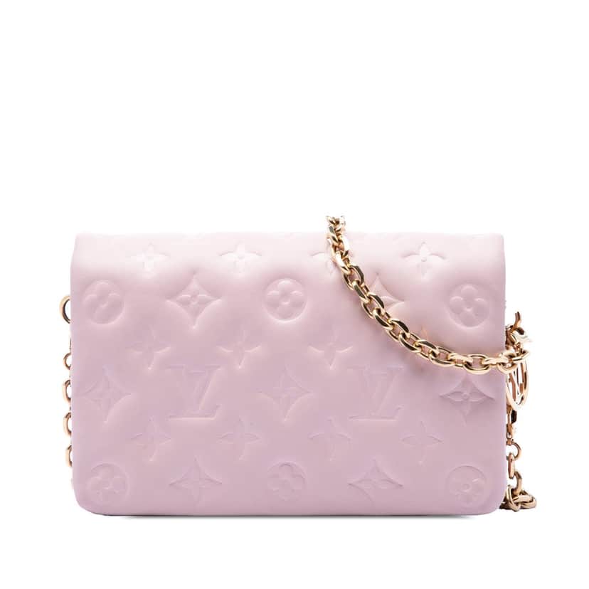 Louis Vuitton Monogram Embossed Lambskin Pochette Coussin Pink Leather Very good condition - Front View