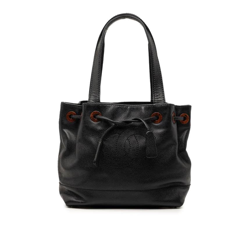 Chanel CC Caviar Drawstring Tote Black Leather Very good condition - Front View