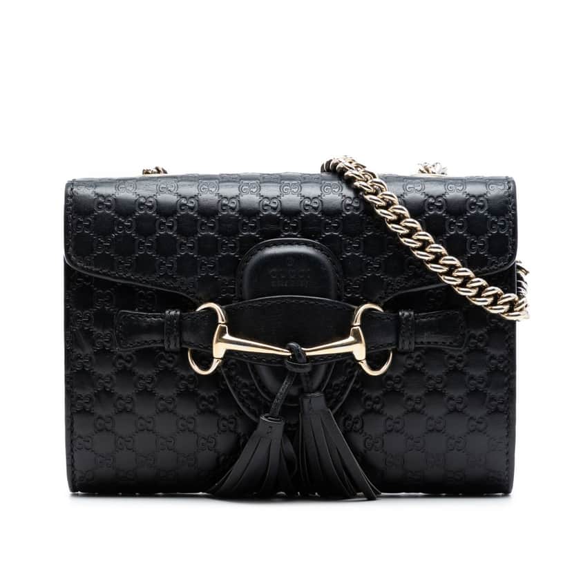 Gucci Mini Microguccissima Emily Crossbody Black Leather Very good condition - Front View