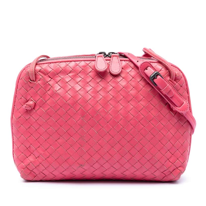 Bottega Veneta Nappa Intrecciato Nodini Crossbody Pink Leather Very good condition - Front View
