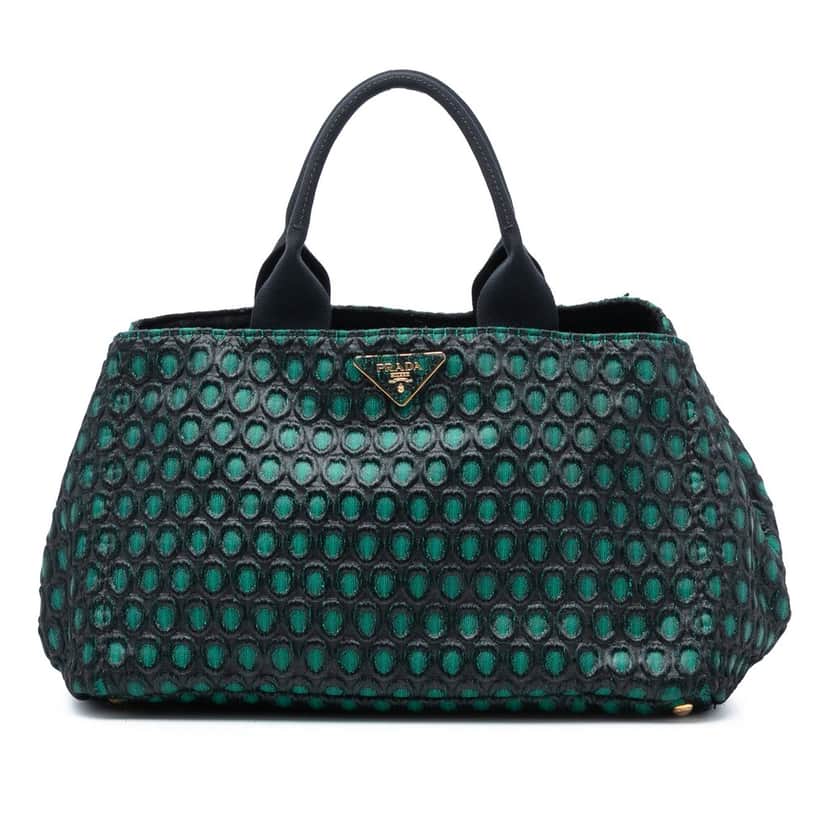 Prada Broccato Canapa Satchel Green Very good condition - Front View