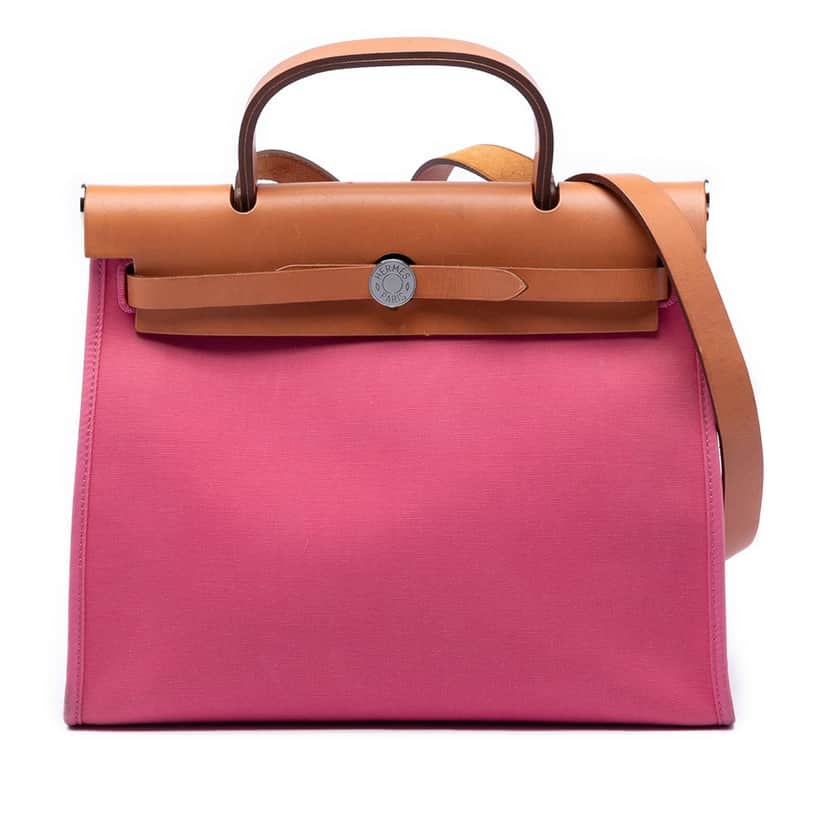 Hermès Toile Herbag Zip 31 Pink Very good condition - Front View