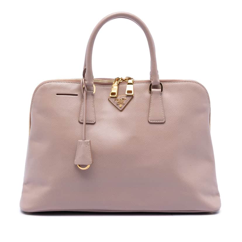 Prada Large Saffiano Lux Promenade Satchel Pink Leather Very good condition - Front View