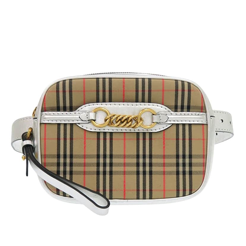 Burberry Haymarket Check Canvas 1983 Link Belt Bag Beige Very good condition - Front View