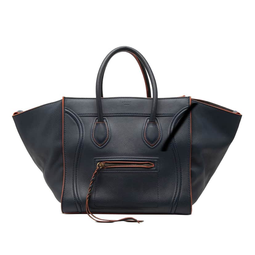 Celine Medium Leather Phantom Luggage Tote Blue Leather Very good condition - Front View