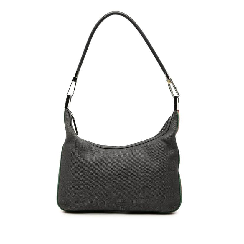 Gucci Denim Web Shoulder Bag Black Very good condition - Front View