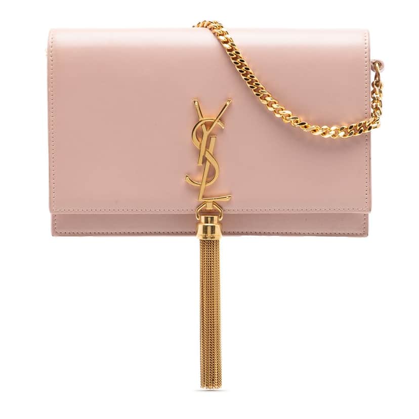 Saint Laurent Smooth Calfskin Monogram Kate Tassel Wallet on Chain Pink Leather Very good condition - Front View