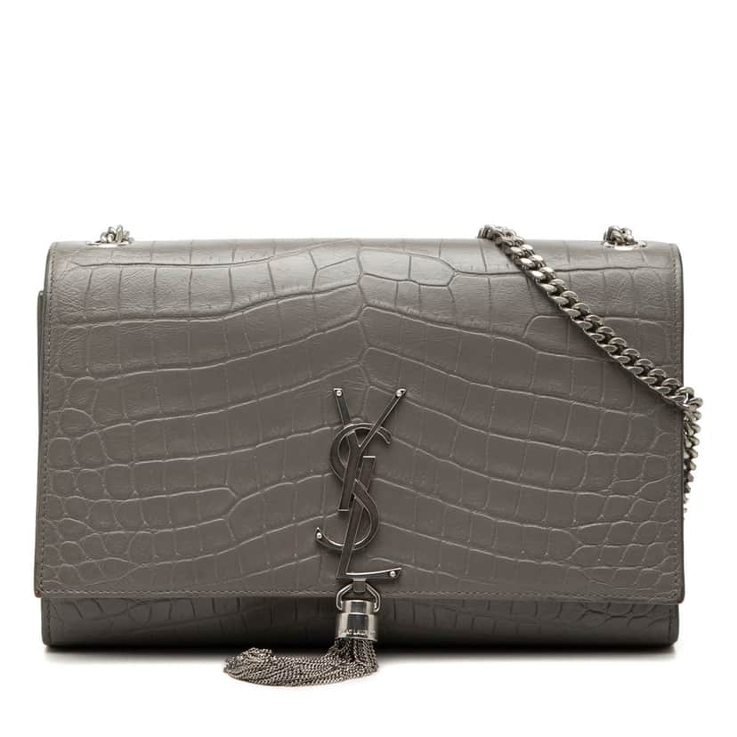 Saint Laurent Medium Croc Embossed Leather Monogram Kate Tassel Crossbody Other Leather Good condition - Front View