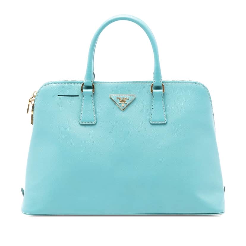Prada Large Saffiano Lux Promenade Satchel Blue Leather Very good condition - Front View