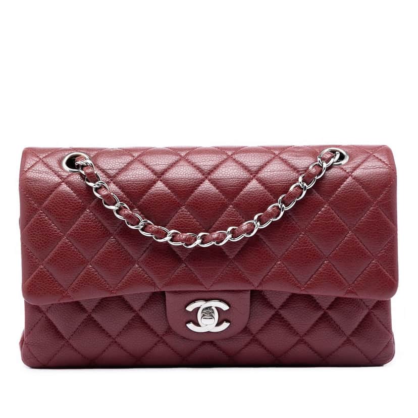 Chanel Medium Classic Caviar Double Flap Red Leather Very good condition - Front View