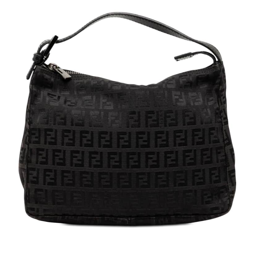 Fendi Zucchino Canvas Handbag Black Very good condition - Front View