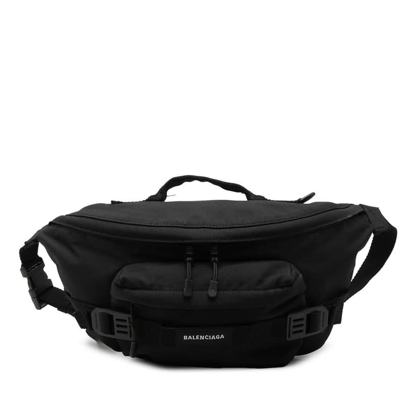 Balenciaga Large Nylon Army Belt Bag Black Very good condition - Front View