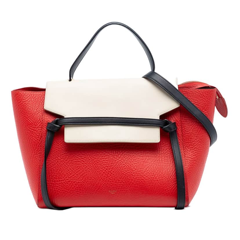 Celine Mini Tricolor Grained Calfskin Belt Bag Red Leather Very good condition - Front View