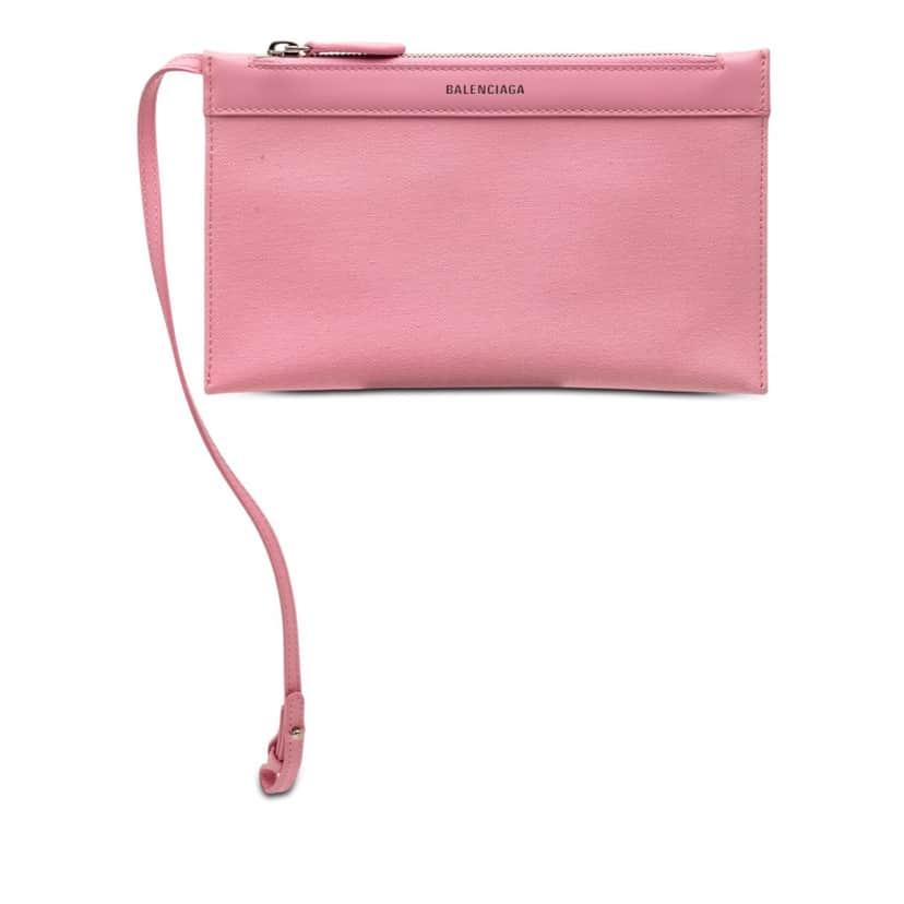 Balenciaga Canvas Navy Cabas Pouch Pink Very good condition - Front View