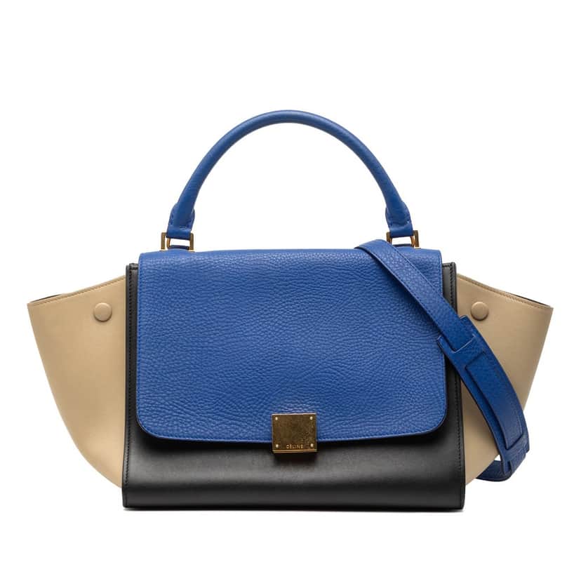 Celine Small Tricolor Leather Trapeze Satchel Black Leather Very good condition - Front View