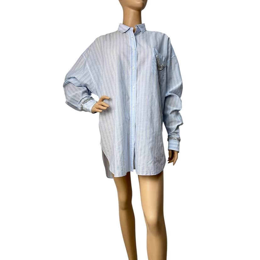 Ermanno Scervino Ermanno Scervino Striped Cotton Shirt - Size 44 Pre-owned Blue Cotton Good condition - Front View