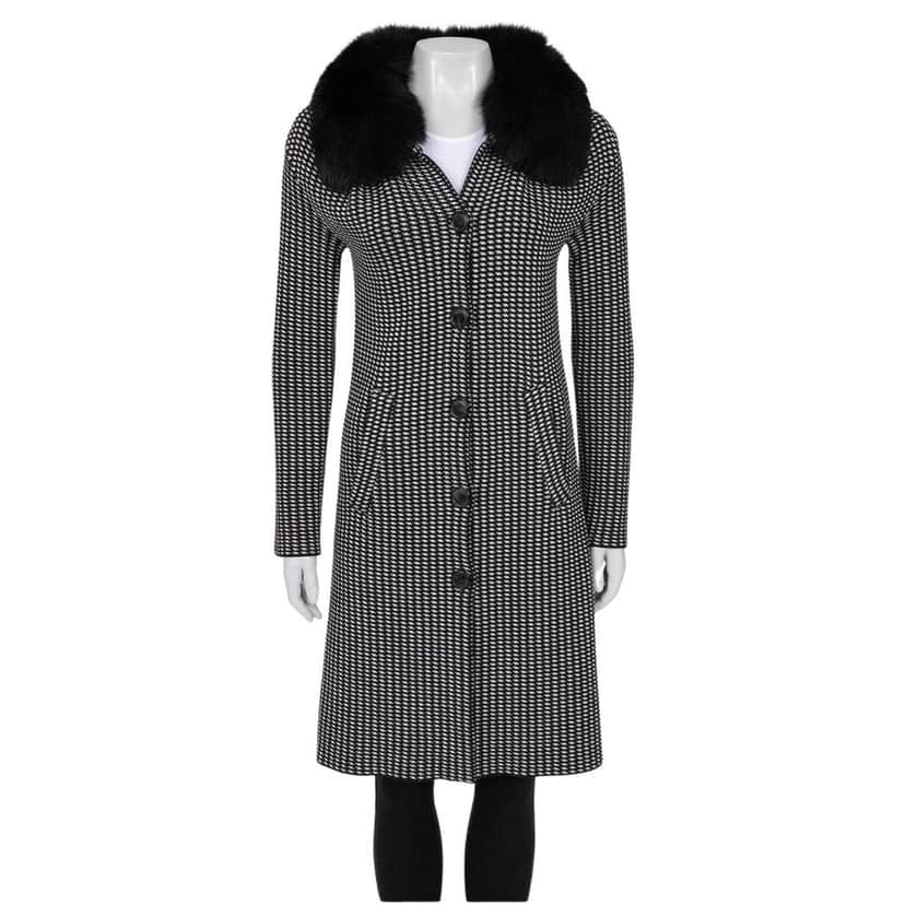 Christian Dior Christian Dior Black & White Wool & Faux Fur Coat Sz. S Pre-owned Black Wool Good condition - Front View