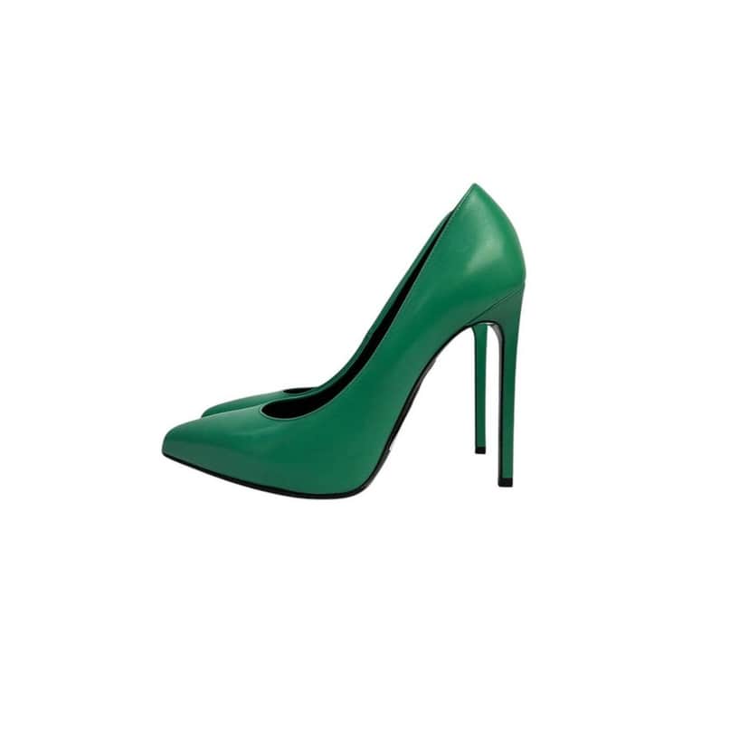 Saint Laurent Saint Laurent Green Leather Stiletto Pumps Sz.37,5 Pre-owned Green Leather Good condition - Front View