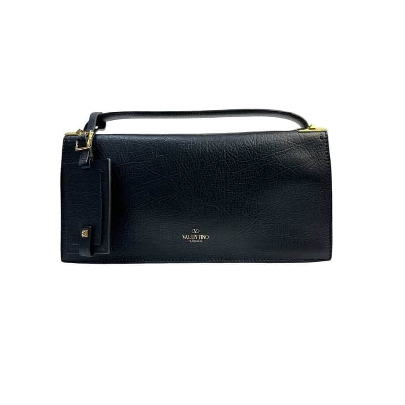 valentino Valentino My Rockstud Black Leather Clutch Bag Pre-owned Black Leather Good condition - Front View