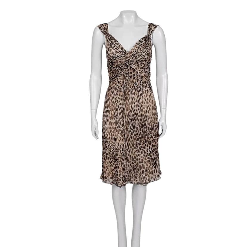 Valentino Valentino Animal Print Silk Dress - UK10 / M Pre-owned Brown Silk Good condition - Front View