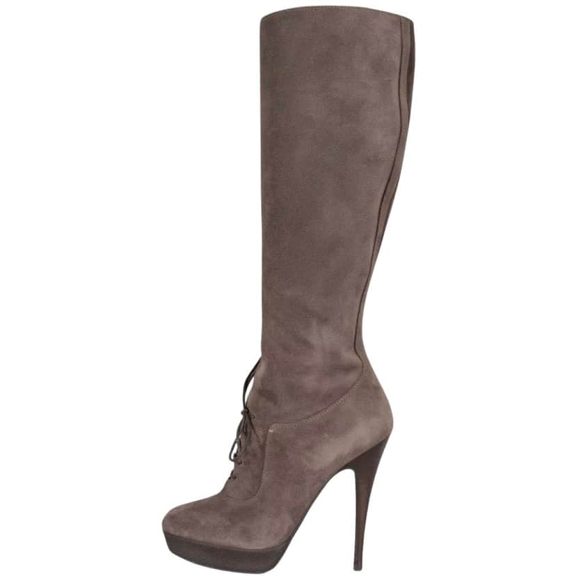 Saint Laurent Saint Laurent Graphite Suede Boots - Size 37.5 Pre-owned Grey Suede Good condition - Front View