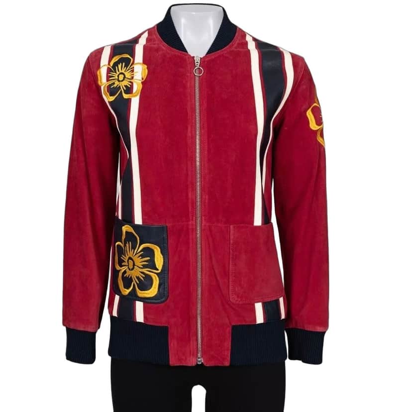 Valentino Valentino Spa Red Leather Embroidered Jacket - IT40 / US S pre-owned Red Leather Good condition - Front View