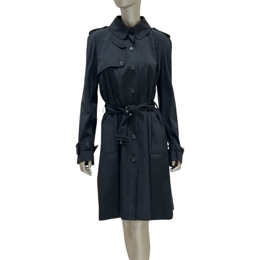 Christian Dior Christian Dior Black Cotton Trench Coat - Size 44 pre-owned Black Cotton Good condition - Front View