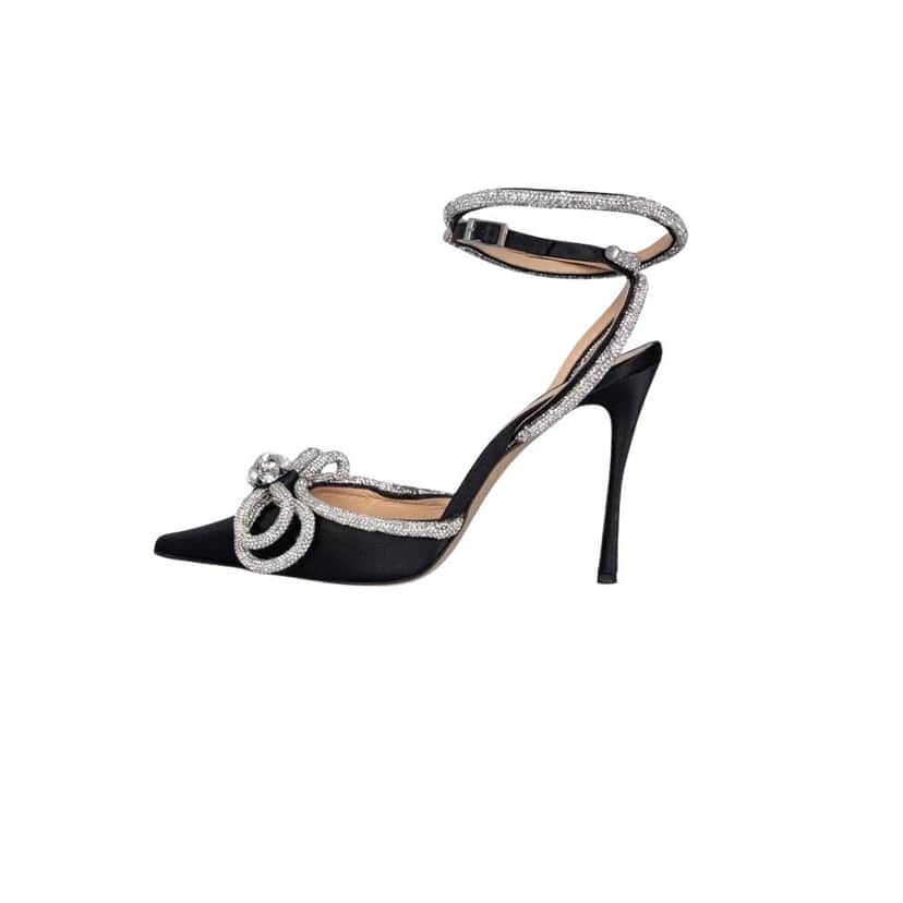 Mach & Mach Mach & Mach Silver Crystal Slingback Pumps - Size 39 Pre-owned Silver Leather Good condition - Front View