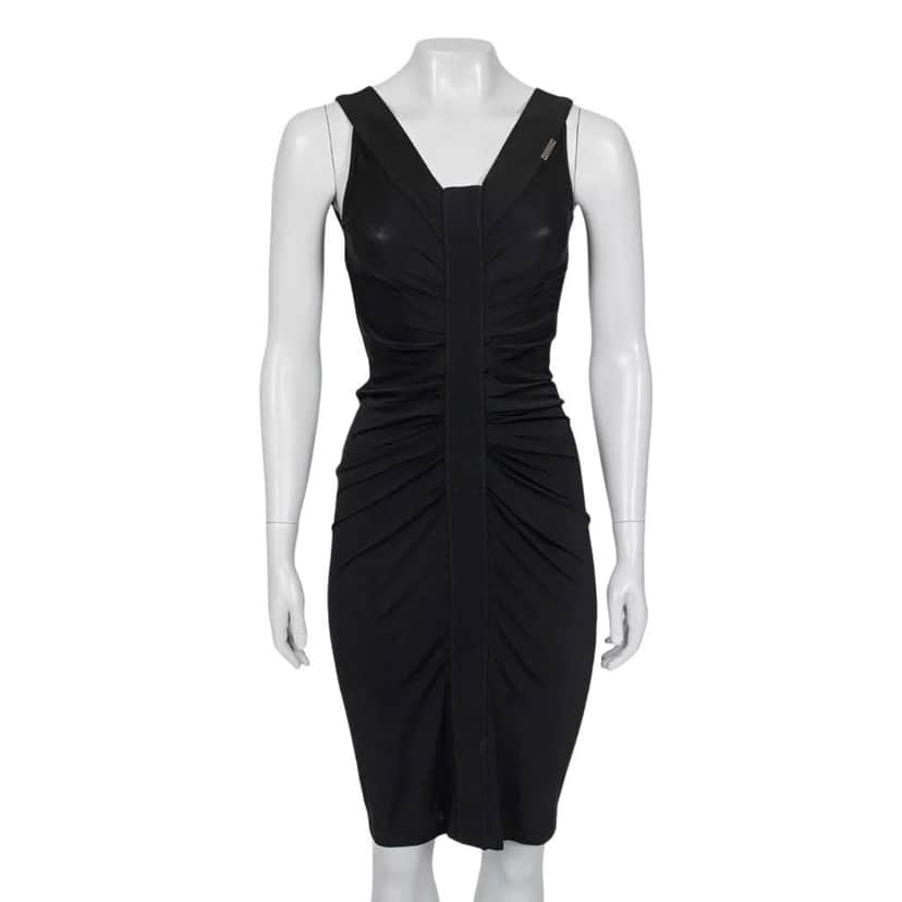 Galliano Galliano Black Draped Bodycon Mini Dress - Size XS Pre-owned Black Good condition - Front View