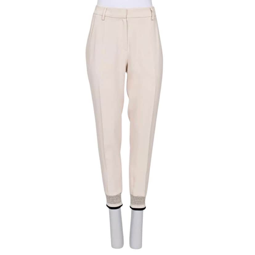 Brunello Cucinelli Brunello Cucinelli White Tapered Trousers - Size 42\M Pre-owned White Silk Good condition - Front View