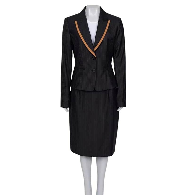 Christian Dior Christian Dior Black Striped Wool Suit FR44 XXL Pre-owned Black Wool Good condition - Front View